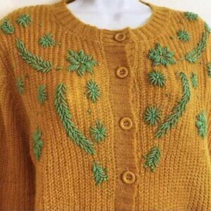 Pepaloves Cardigan Womens Small Turquoise Beaded Sweater NWT